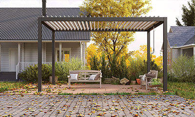 Pergola bioclimatique 3x3 m sur terrasse, format compact